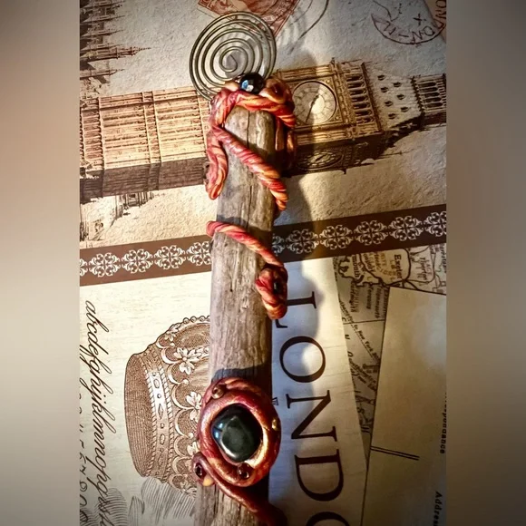Handcrafted Wooden Wand with Crystal and copper/ gold Accents - Picture 6 of 11